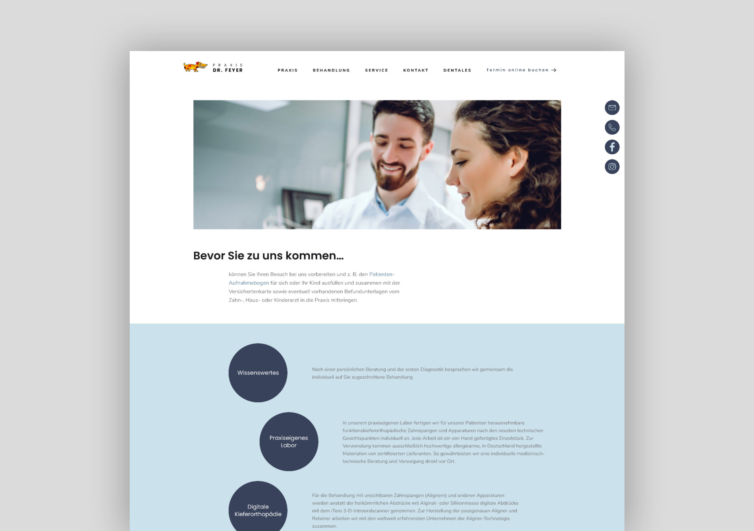 oui. studios – oui. studios – Kreativagentur - Praxis Dr. Feyer - Website Behandlung