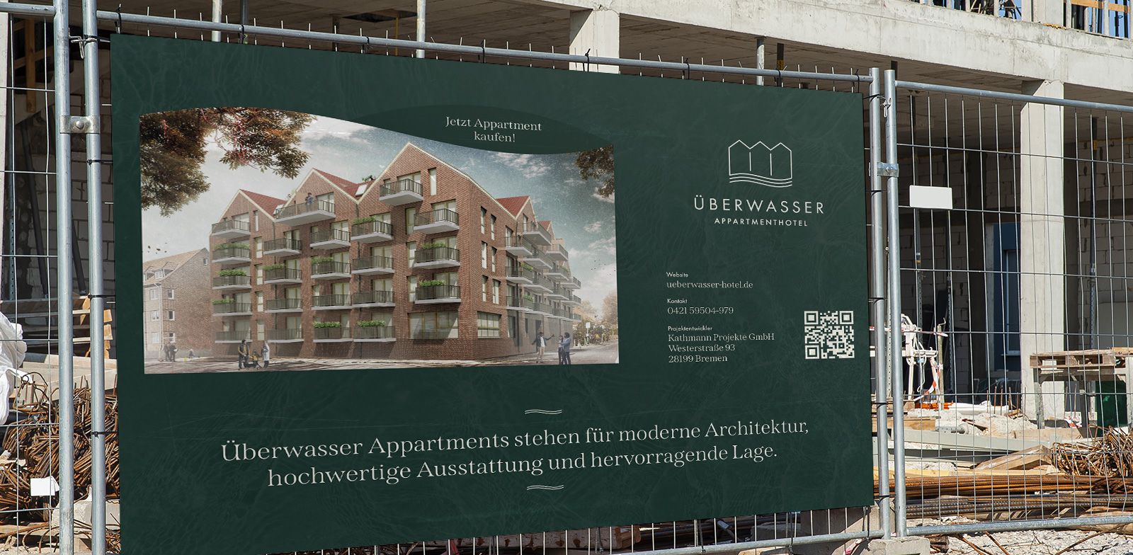 oui. studios – Überwasser Appartments - Bauschild